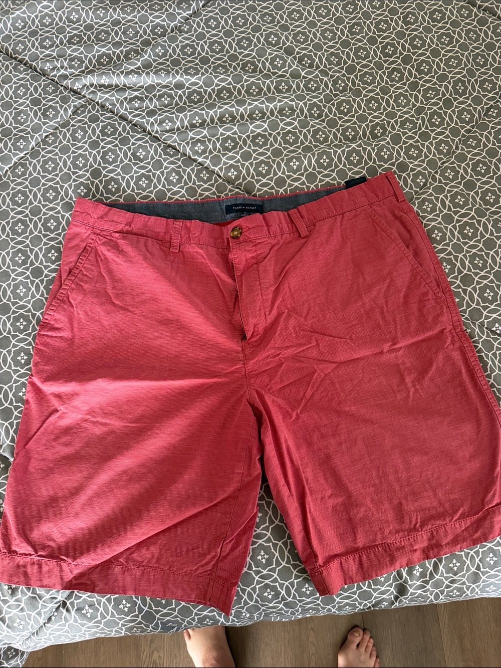 Tommy Hilfiger Red Flat-Front Casual Shorts